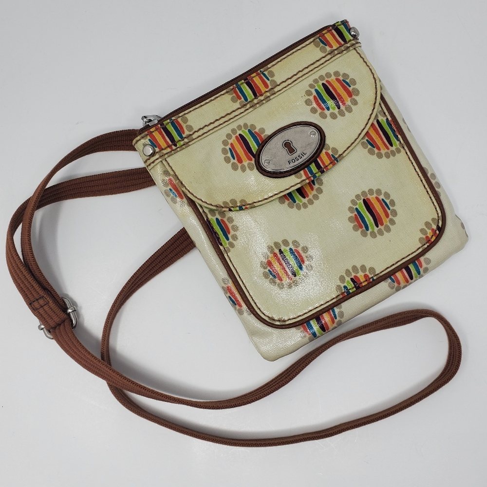 Fossil Key-Per coated colorful crossbody bag 7.5"x8.5"